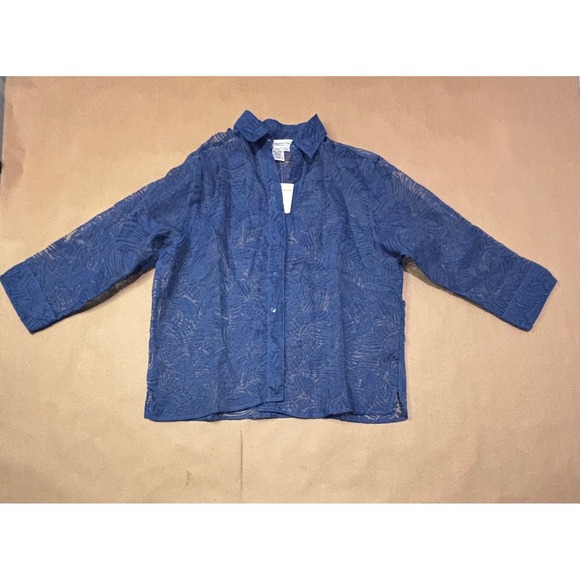 Coldwater Creek Tops - Coldwater‎ Creek Blue Batik Burnout Shirt Women Size M